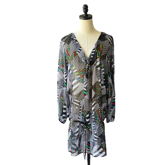 Gottex Silver Sheer Multicolor Geometric Swim Cover | L NWT - Picture 3 of 10